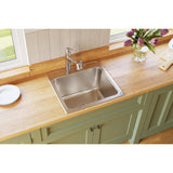 Elkay Lustertone Classic 22" Drop In/Topmount Stainless Steel Kitchen Sink, Lustrous Satin, No Faucet Hole, DLR2222120