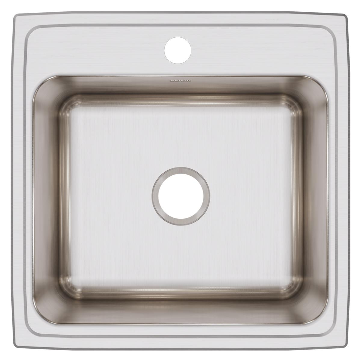 Elkay Lustertone Classic 22" Drop In/Topmount Stainless Steel Kitchen Sink, Lustrous Satin, 1 Faucet Hole, DLR2222121