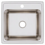 Elkay Lustertone Classic 22" Drop In/Topmount Stainless Steel Kitchen Sink, Lustrous Satin, 1 Faucet Hole, DLR2222121