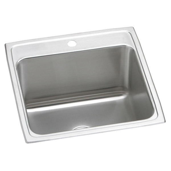 Elkay Lustertone Classic 22" Drop In/Topmount Stainless Steel Kitchen Sink, Lustrous Satin, 1 Faucet Hole, DLR2222121