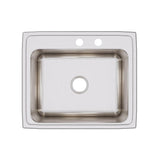 Elkay Lustertone Classic 25" Drop In/Topmount Stainless Steel Kitchen Sink, Lustrous Satin, MR2 Faucet Holes, DLR252110MR2