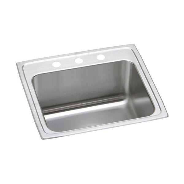 Elkay Lustertone Classic 25" Drop In/Topmount Stainless Steel Kitchen Sink, Lustrous Satin, 4 Faucet Holes, DLR252110PD4