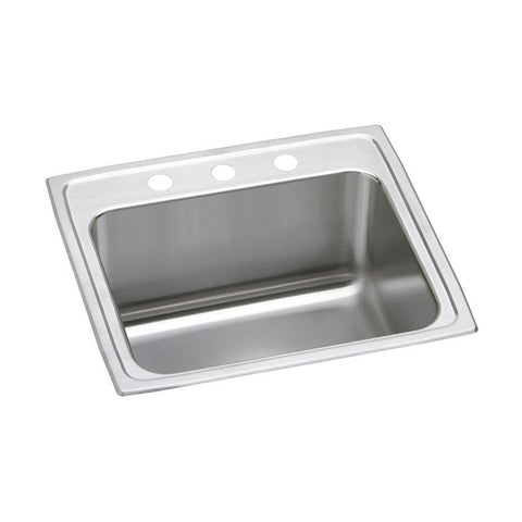 Elkay Lustertone Classic 25" Drop In/Topmount Stainless Steel Kitchen Sink, Lustrous Satin, No Faucet Hole, DLR252110PD0