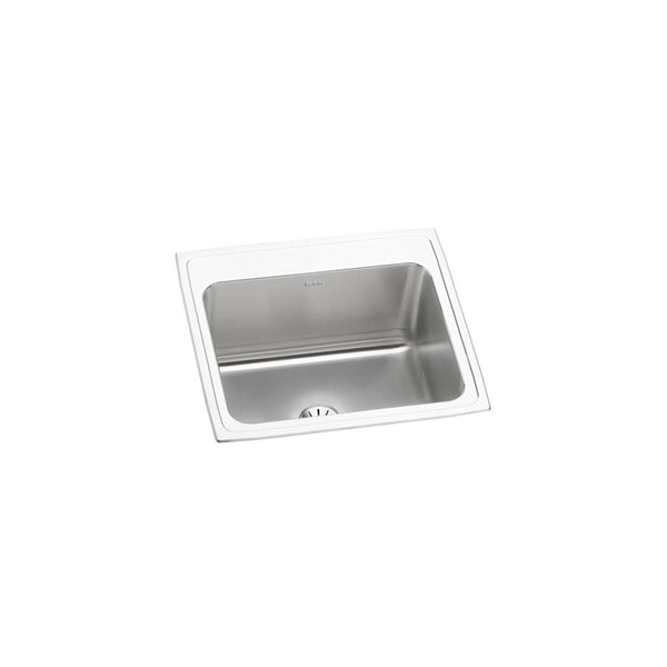 Elkay Lustertone Classic 25" Drop In/Topmount Stainless Steel Kitchen Sink, Lustrous Satin, No Faucet Hole, DLR252210PD0