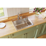 Elkay Lustertone Classic 25" Drop In/Topmount Stainless Steel Kitchen Sink, Lustrous Satin, No Faucet Hole, DLR252210PD0