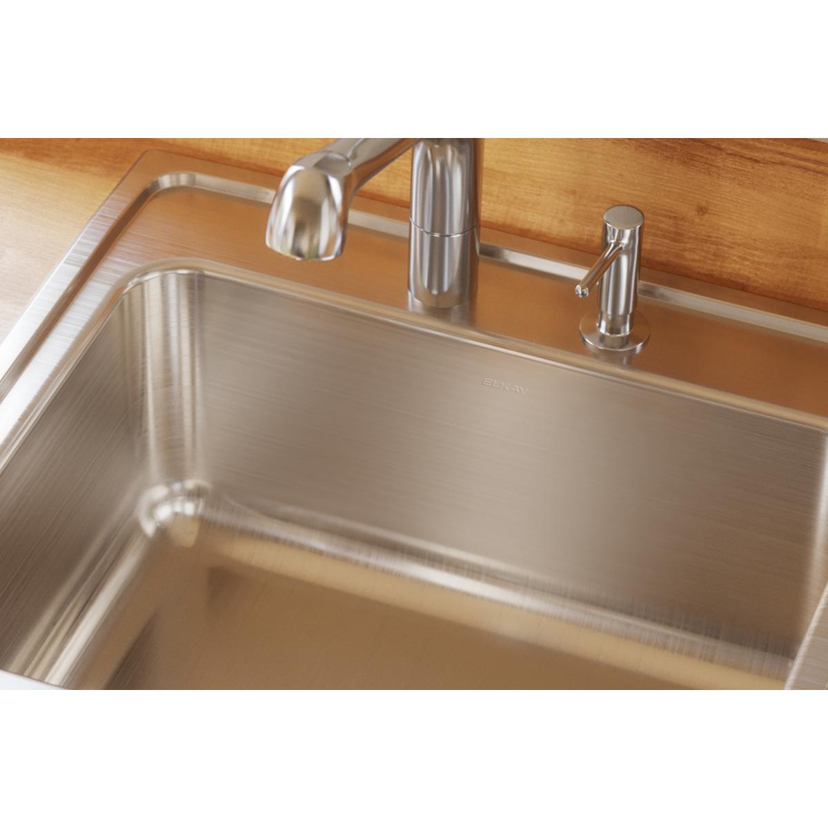 Elkay Lustertone Classic 25" Drop In/Topmount Stainless Steel Kitchen Sink, Lustrous Satin, 2 Faucet Holes, DLR252210PD2
