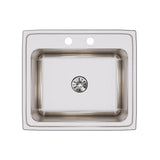 Elkay Lustertone Classic 25" Drop In/Topmount Stainless Steel Kitchen Sink, Lustrous Satin, 2 Faucet Holes, DLR252210PD2