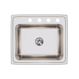 Elkay Lustertone Classic 25" Drop In/Topmount Stainless Steel Kitchen Sink, Lustrous Satin, 4 Faucet Holes, DLR252210PD4