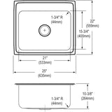 Elkay Lustertone Classic 25" Drop In/Topmount Stainless Steel Kitchen Sink, 1 Faucet Hole, DLRQ2522101