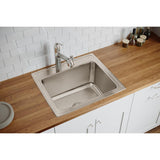 Elkay Lustertone Classic 25" Drop In/Topmount Stainless Steel Kitchen Sink, 1 Faucet Hole, DLRQ2522121