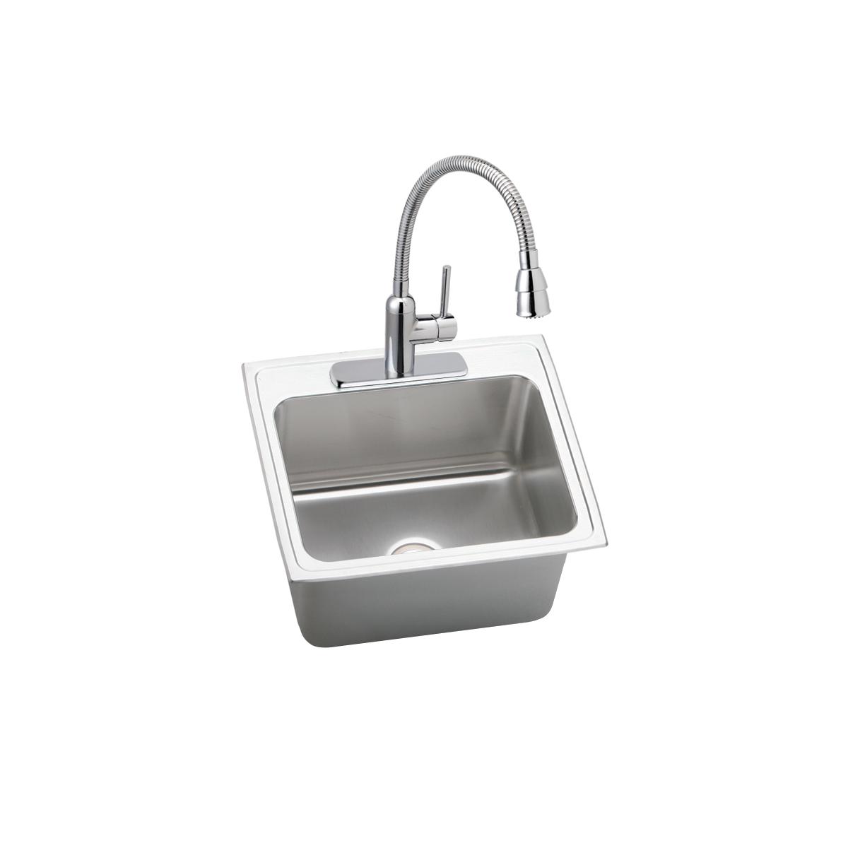 Elkay Lustertone Classic 25" Drop In/Topmount Stainless Steel Kitchen Sink, 1 Faucet Hole, DLRQ2522121