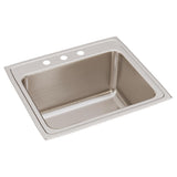 Elkay Lustertone Classic 25" Drop In/Topmount Stainless Steel Kitchen Sink, 3 Faucet Holes, DLRQ2522123