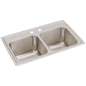 Alternate Image for Elkay Lustertone Classic 29" Drop In/Topmount Stainless Steel Kitchen Sink, 50/50 Double Bowl, Lustrous Satin, 2 Faucet Holes, DLR2918102
