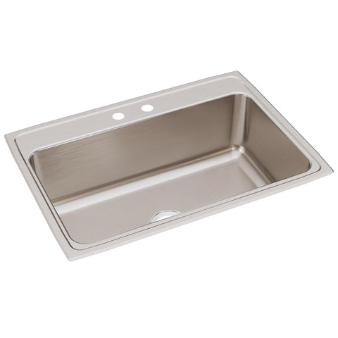 Elkay Lustertone Classic 31" Drop In/Topmount Stainless Steel Kitchen Sink, 2 Faucet Holes, DLRQ3122102