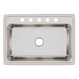 Elkay Lustertone Classic 31" Drop In/Topmount Stainless Steel Kitchen Sink, Lustrous Satin, 5 Faucet Holes, DLR3122105