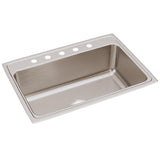 Elkay Lustertone Classic 31" Drop In/Topmount Stainless Steel Kitchen Sink, Lustrous Satin, 5 Faucet Holes, DLR3122105