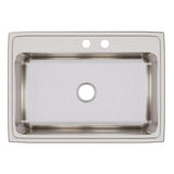 Elkay Lustertone Classic 31" Drop In/Topmount Stainless Steel Kitchen Sink, Lustrous Satin, MR2 Faucet Holes, DLR312210MR2