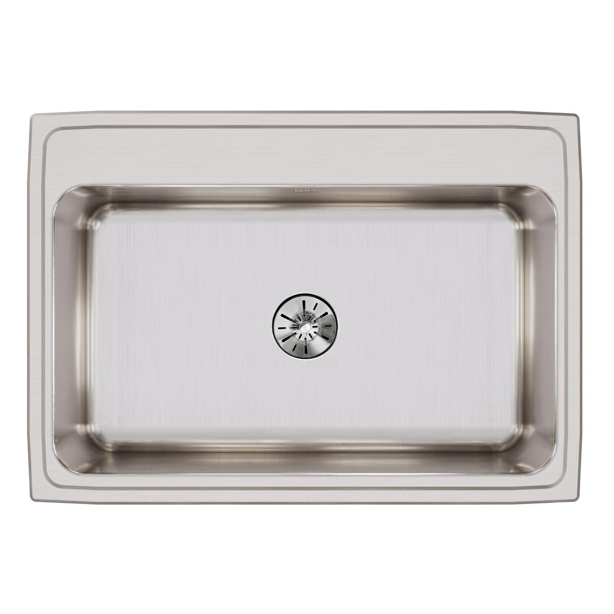 Elkay Lustertone Classic 31" Drop In/Topmount Stainless Steel Kitchen Sink, Lustrous Satin, No Faucet Hole, DLR312210PD0
