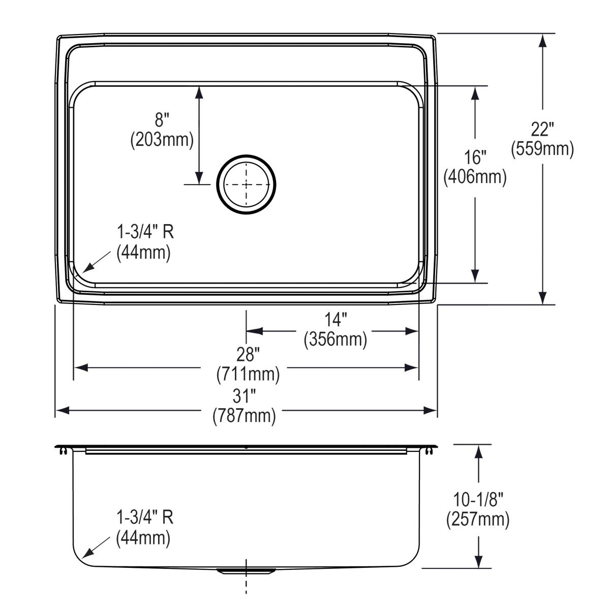 Elkay Lustertone Classic 31" Drop In/Topmount Stainless Steel Kitchen Sink, 4 Faucet Holes, DLRQ3122104