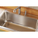 Elkay Lustertone Classic 31" Drop In/Topmount Stainless Steel Kitchen Sink, Lustrous Satin, No Faucet Hole, DLR3122120