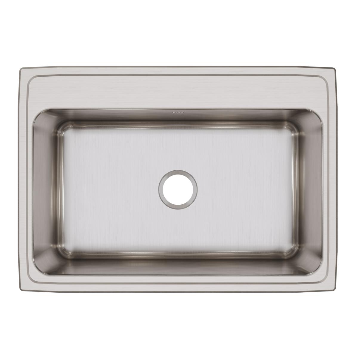Elkay Lustertone Classic 31" Drop In/Topmount Stainless Steel Kitchen Sink, Lustrous Satin, No Faucet Hole, DLR3122120
