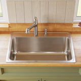 Elkay Lustertone Classic 31" Drop In/Topmount Stainless Steel Kitchen Sink, Lustrous Satin, 1 Faucet Hole, DLR3122121