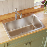 Elkay Lustertone Classic 31" Drop In/Topmount Stainless Steel Kitchen Sink, Lustrous Satin, 1 Faucet Hole, DLR3122121