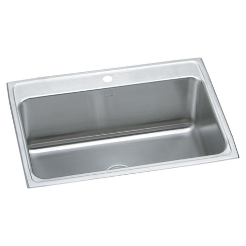 Elkay Lustertone Classic 31" Drop In/Topmount Stainless Steel Kitchen Sink, Lustrous Satin, 1 Faucet Hole, DLR3122121