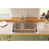 Elkay Lustertone Classic 31" Drop In/Topmount Stainless Steel Kitchen Sink, Lustrous Satin, 5 Faucet Holes, DLR3122125