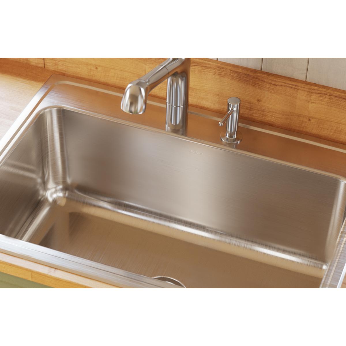 Elkay Lustertone Classic 31" Drop In/Topmount Stainless Steel Kitchen Sink, Lustrous Satin, 5 Faucet Holes, DLR3122125