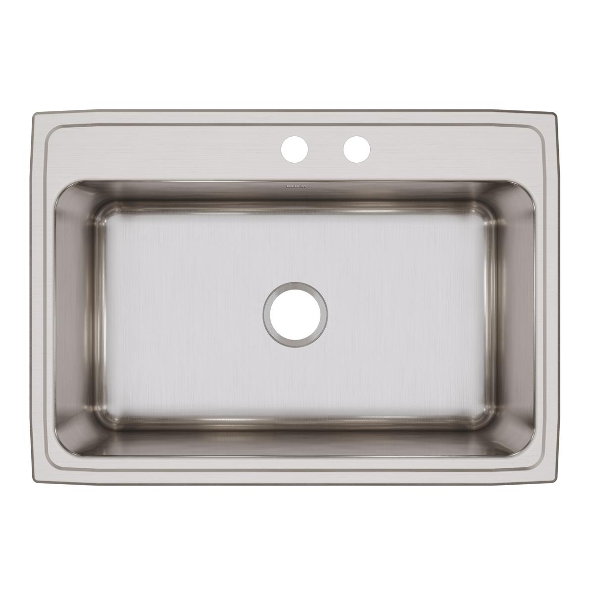 Elkay Lustertone Classic 31" Drop In/Topmount Stainless Steel Kitchen Sink, Lustrous Satin, MR2 Faucet Holes, DLR312212MR2