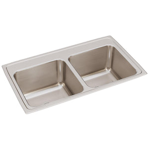 Alternate Image for Elkay Lustertone Classic 33" Drop In/Topmount Stainless Steel Kitchen Sink, 50/50 Double Bowl, Lustrous Satin, No Faucet Hole, DLR3319100