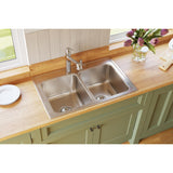 Elkay Lustertone Classic 33" Drop In/Topmount Stainless Steel Kitchen Sink, 50/50 Double Bowl, 3 Faucet Holes, DLRQ3322103