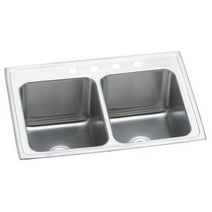 Alternate Image for Elkay Lustertone Classic 25" Drop In/Topmount Stainless Steel Kitchen Sink, 50/50 Double Bowl, Lustrous Satin, 4 Faucet Holes, DLR2519104