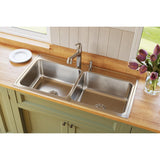 Elkay Lustertone Classic 43" Drop In/Topmount Stainless Steel Kitchen Sink, 50/50 Double Bowl, Lustrous Satin, 2 Faucet Holes, DLR4322102