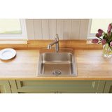 Elkay 20" Drop In/Topmount Stainless Steel Kitchen Sink, Lustrous Satin, 1 Faucet Hole, DLRQ2022101