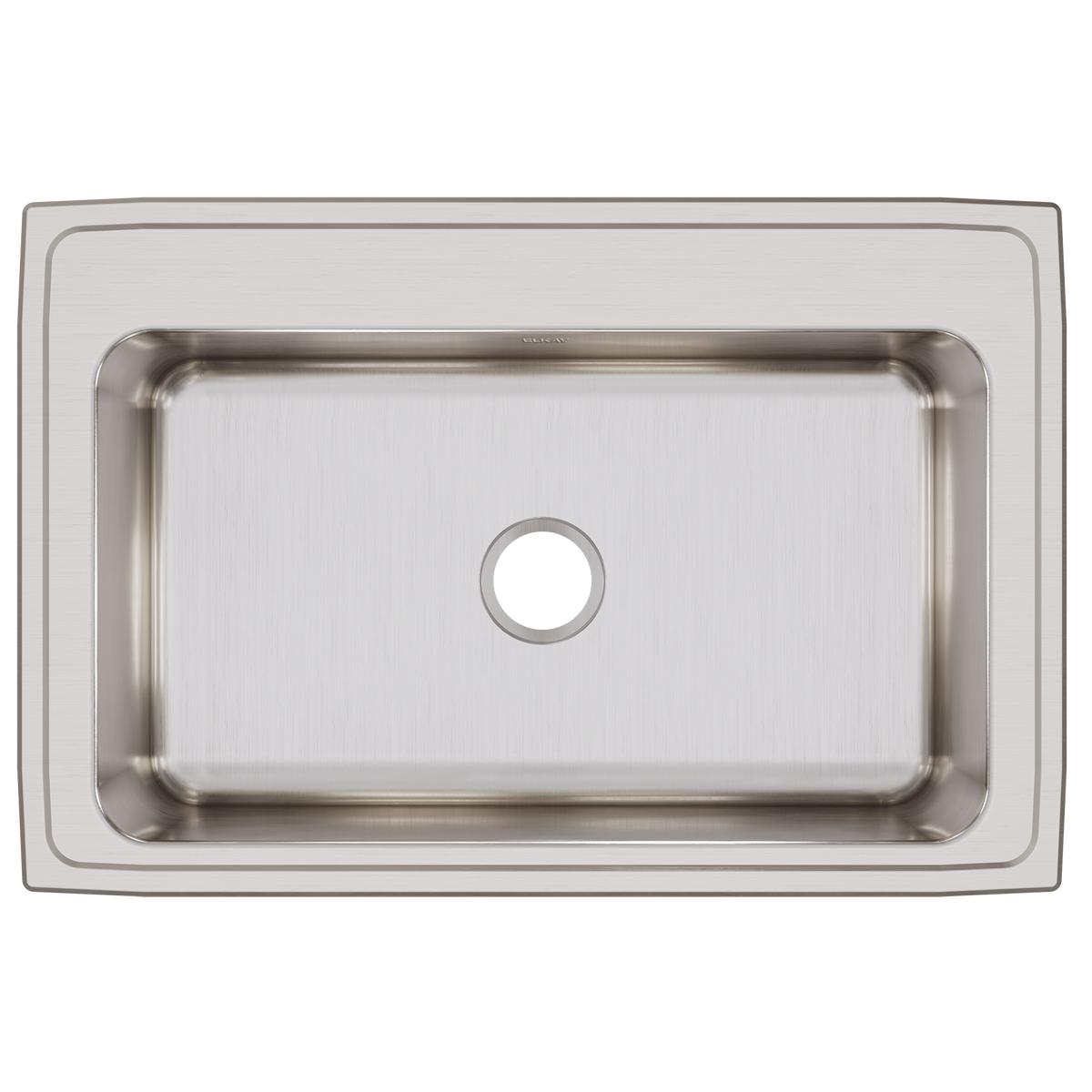 Elkay Lustertone Classic 33" Drop In/Topmount Stainless Steel Kitchen Sink, Lustrous Satin, 18 Gauge, DLRS3322100