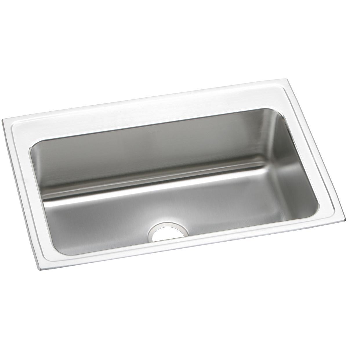 Elkay Lustertone Classic 33" Drop In/Topmount Stainless Steel Kitchen Sink, Lustrous Satin, 18 Gauge, DLRS3322100
