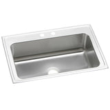 Elkay Lustertone Classic 33" Drop In/Topmount Stainless Steel Kitchen Sink, Lustrous Satin, 2 Faucet Holes, DLRS3322102