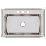Elkay Lustertone Classic 33" Drop In/Topmount Stainless Steel Kitchen Sink, 3 Faucet Holes, DLRSQ3322103