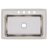 Elkay Lustertone Classic 33" Drop In/Topmount Stainless Steel Kitchen Sink, 4 Faucet Holes, DLRSQ3322104