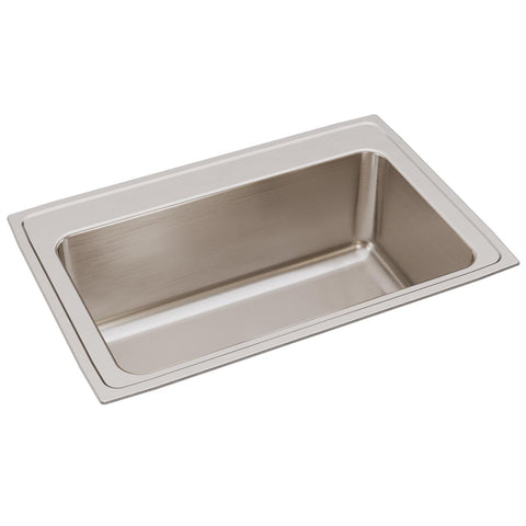 Elkay Lustertone Classic 33" Drop In/Topmount Stainless Steel Kitchen Sink, Lustrous Satin, No Faucet Hole, DLRS3322120