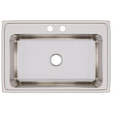 Elkay Lustertone Classic 33" Drop In/Topmount Stainless Steel Kitchen Sink, Lustrous Satin, 2 Faucet Holes, DLRS3322122