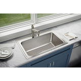 Elkay Lustertone Classic 33" Drop In/Topmount Stainless Steel Kitchen Sink, Lustrous Satin, 4 Faucet Holes, DLRS3322124