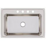 Elkay Lustertone Classic 33" Drop In/Topmount Stainless Steel Kitchen Sink, Lustrous Satin, 4 Faucet Holes, DLRS3322124