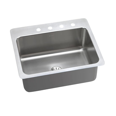 Elkay Lustertone Classic 27" Dual Mount Stainless Steel Kitchen Sink, Lustrous Satin, 2 Faucet Holes, DLSR272210PD2