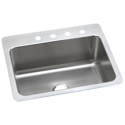 Elkay Lustertone Classic 27" Dual Mount Stainless Steel Kitchen Sink, Lustrous Satin, 5 Faucet Holes, DLSR2722105
