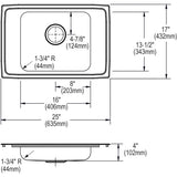 Elkay Lustertone Classic 25" Drop In/Topmount Stainless Steel ADA Classroom Sink, Lustrous Satin, 2LM Faucet Holes, DRKADQ2517402LM