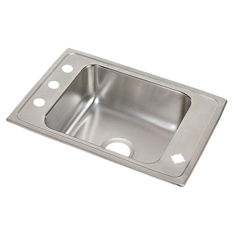 Elkay Lustertone Classic 25" Drop In/Topmount Stainless Steel ADA Classroom Sink, Lustrous Satin, FR4 Faucet Holes, DRKAD251760FR4