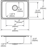 Elkay Lustertone Classic 25" Drop In/Topmount Stainless Steel ADA Classroom Sink, Lustrous Satin, 4 Faucet Holes, DRKADQ2517654